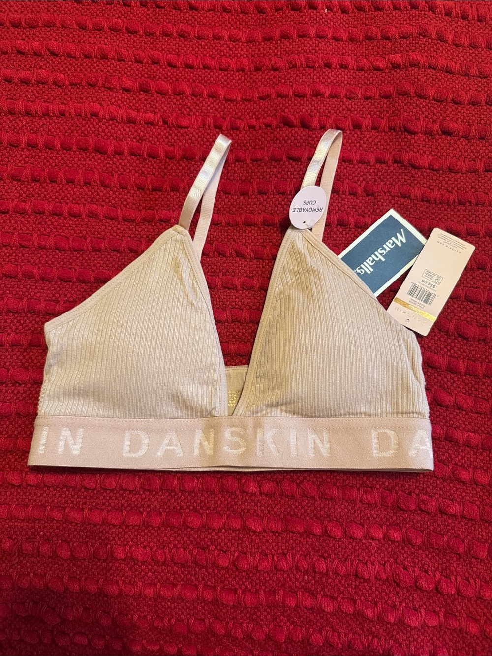 Danskin Soft Ribbed Bralette in Light Beige